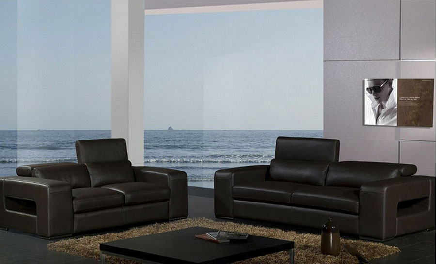 Boxstripe Leather Sofa Lounge Set